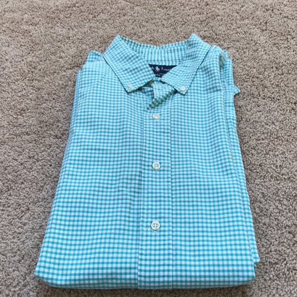 Ralph Lauren classic fit mens large green gingham cotton L/S shirt. - Picture 7 of 7